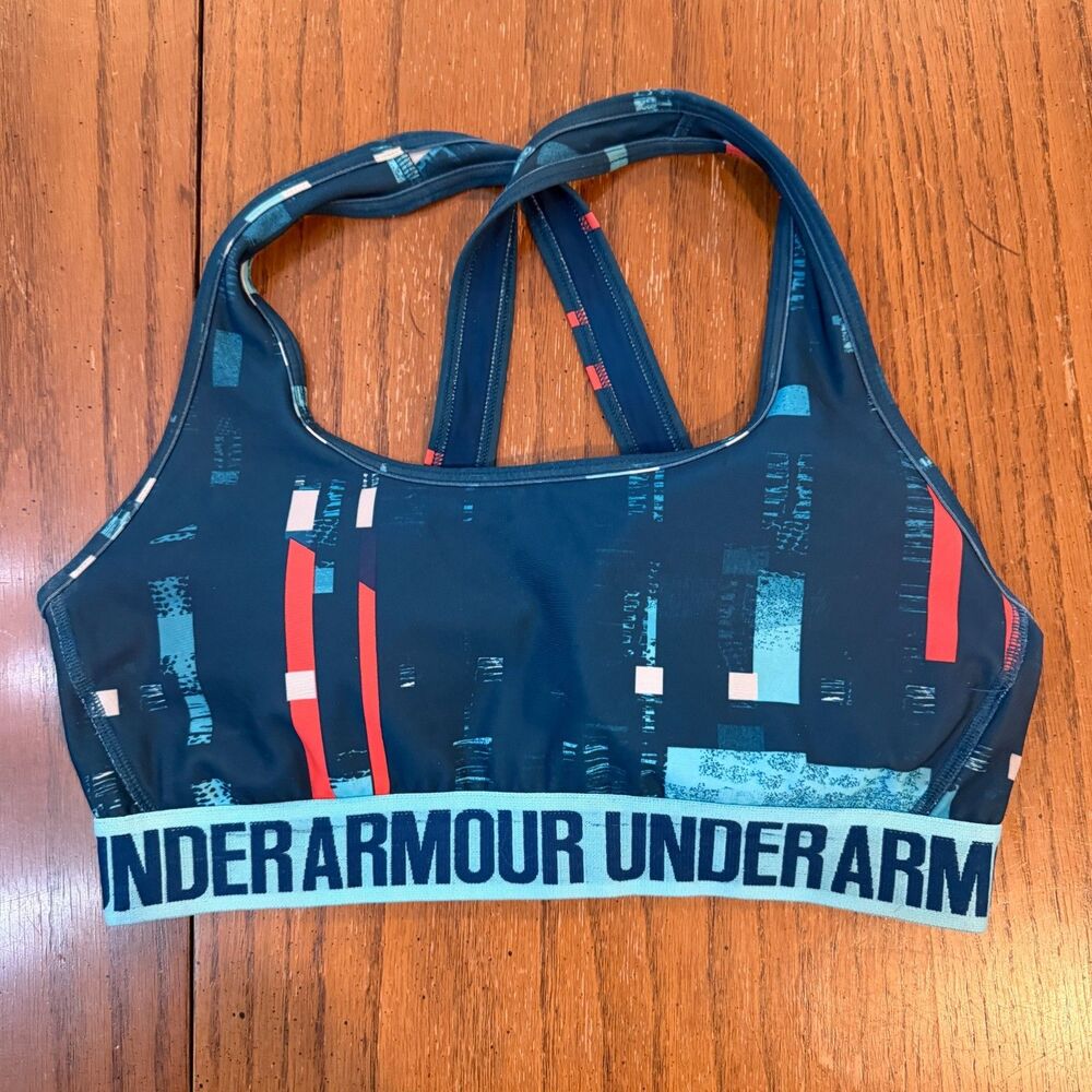 Under Armour Sports Bra Womens Medium Black Graphic Crossback Medium Support